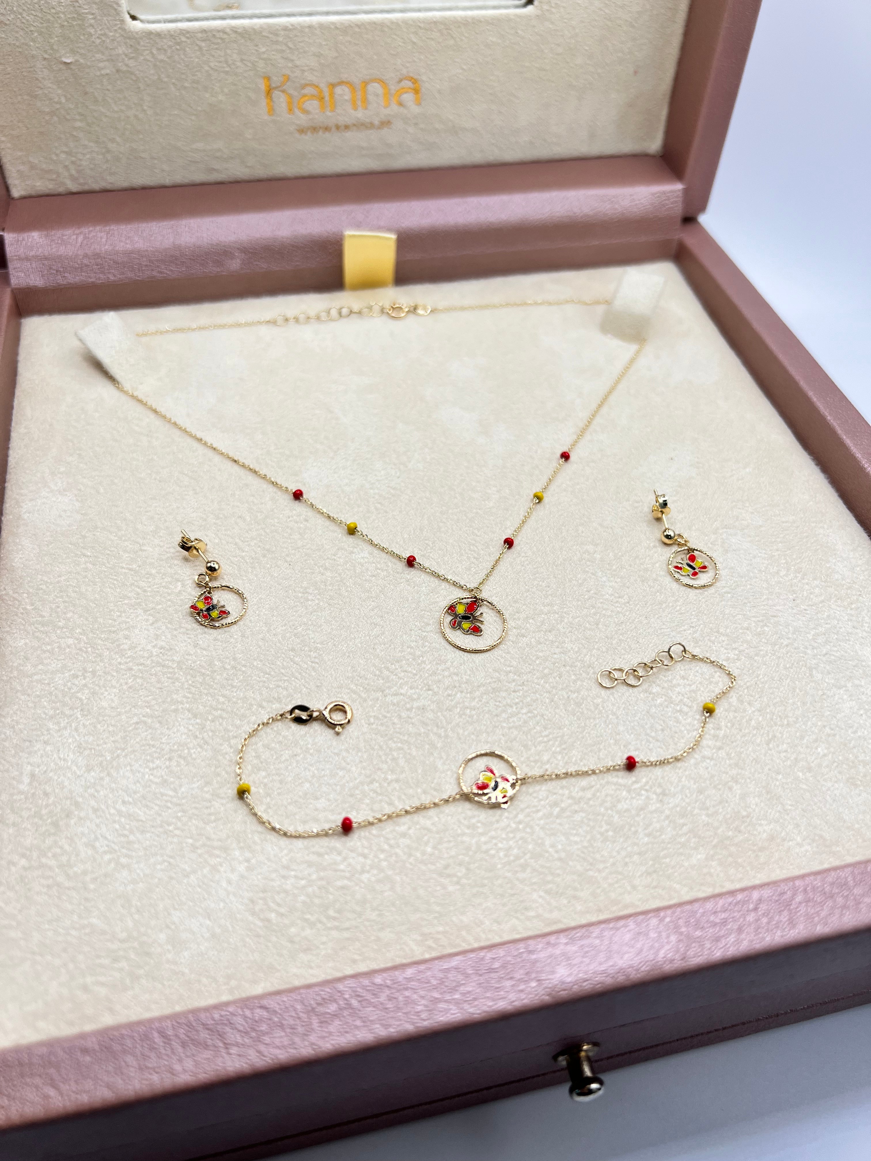 NECKLACE ,BRACELET AND EARRING 18 karat gold .