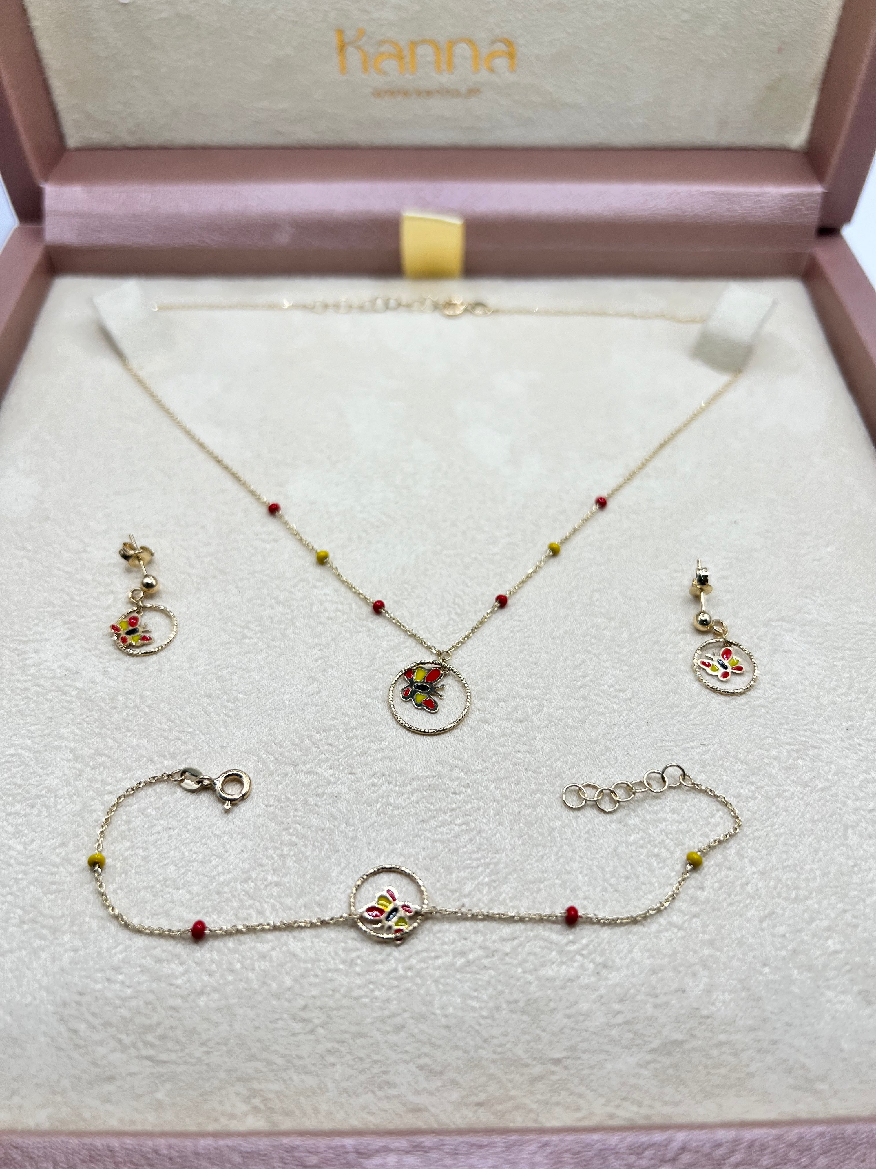 NECKLACE ,BRACELET AND EARRING 18 karat gold .