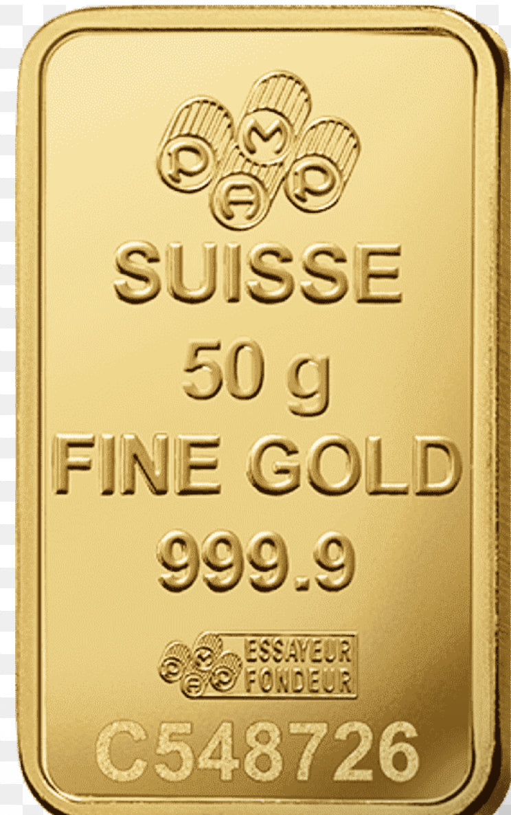 50 gram of pure gold 24 carat Swiss made  .